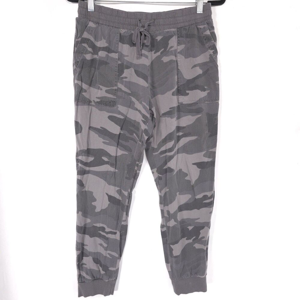 Splendid Joggers SMALL Camo Pull On Drawstring Relaxed Military Army Pants Gray